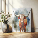 39803-MGV-CV-24X36-Texas Longhorn Wall Art Canvas Print, Framed Rustic Cattle Art Picture Print, Western Bull Perfect Rustic Western Decor Artwork