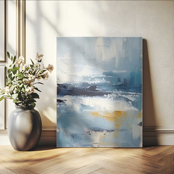 80358-MGV-CV-24X36-Abstract Seascape Wall Art Canvas Print, Framed Coastal Horizon Art Picture Print, Textured Ocean Perfect Minimal Coastal Decor
