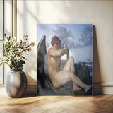 99738-MGV-CV-24X36-Fallen Angel Wall Art Canvas Print, Framed Classical Nude Art Picture Print, Renaissance Style Perfect Classical Moody Decor
