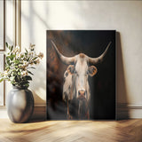 11823-MGV-CV-24X36-Texas Longhorn Wall Art Canvas Print, Framed Western Bull Art Picture Print, Rustic Cow Perfect Rustic Western Decor Artwork
