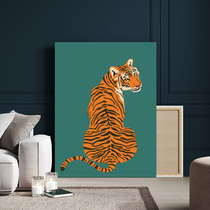 12468-MGV-CV-24X36-Tiger Wall Art – Modern Jungle Cat Canvas Print, Bold Wildlife Animal Decor for Bedroom, Office, Living Room or Nature Inspired