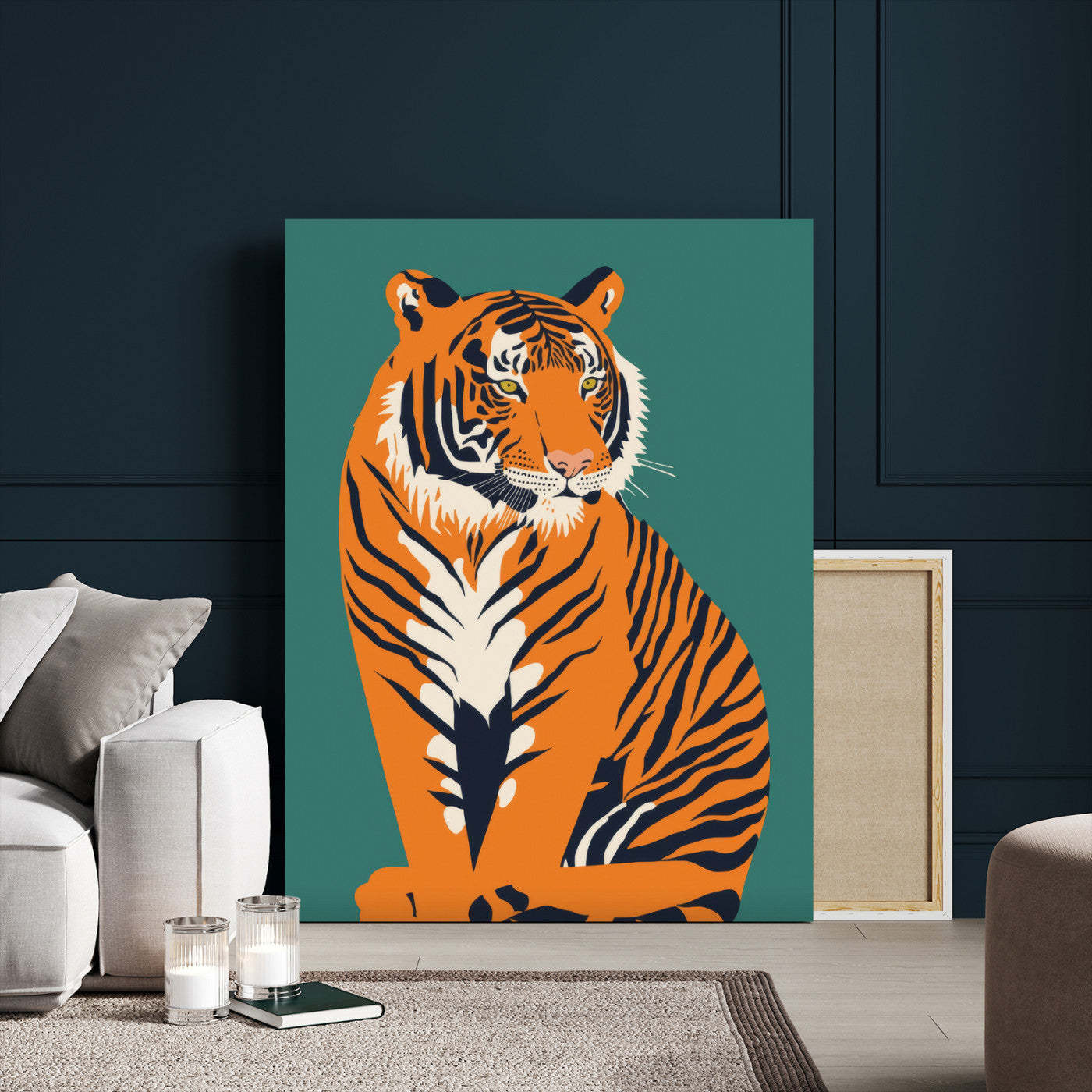 73620-MGV-CV-24X36-Tiger Wall Art – Bold Wildlife Canvas Print of Majestic Jungle Cat, Modern Animal Home Decor for Bedroom, Office, Living Room or