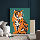 73620-MGV-CV-24X36-Tiger Wall Art – Bold Wildlife Canvas Print of Majestic Jungle Cat, Modern Animal Home Decor for Bedroom, Office, Living Room or