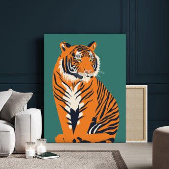 73620-MGV-CV-24X36-Tiger Wall Art – Bold Wildlife Canvas Print of Majestic Jungle Cat, Modern Animal Home Decor for Bedroom, Office, Living Room or