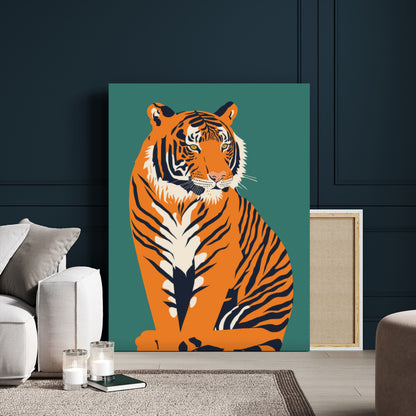 73620-MGV-CV-24X36-Tiger Wall Art – Bold Wildlife Canvas Print of Majestic Jungle Cat, Modern Animal Home Decor for Bedroom, Office, Living Room or