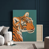 94447-MGV-CV-24X36-Tiger Portrait Wall Art – Bold Wildlife Canvas Print of Fierce Jungle Cat Face, Modern Animal Home Decor for Living Room, Office