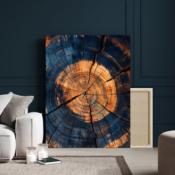 70513247-MGV-CV-24X36-Tree Rings Wall Art Canvas Print, Framed Rustic Texture Art Picture Print, Wood Grain Perfect Rustic Industrial Decor Artwork