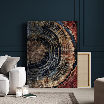 41832869-MGV-CV-24X36-Tree Rings Wall Art Canvas Print, Framed Wood Grain Art Picture Print, Rustic Texture Perfect Rustic Nature Decor Artwork