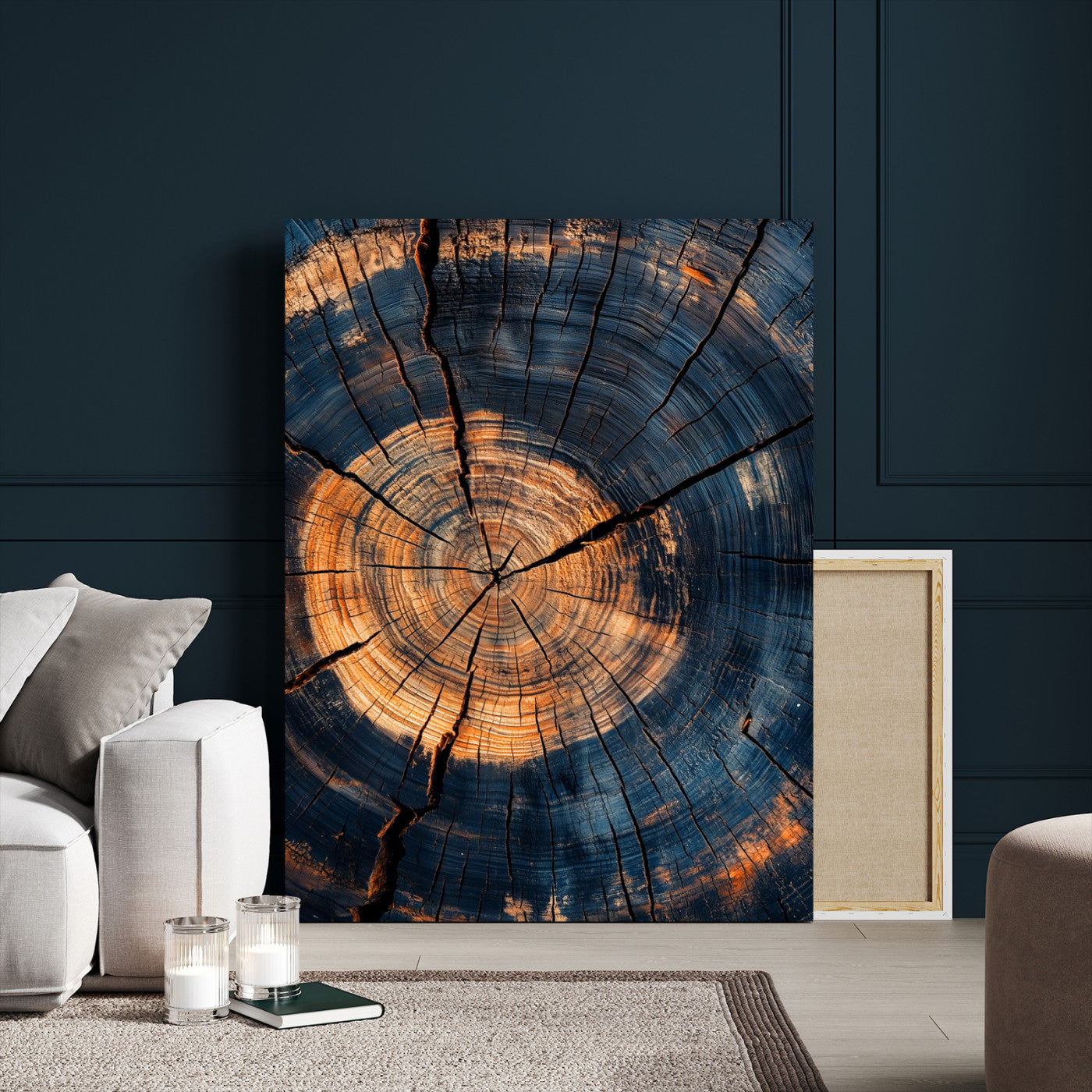 32486414-MGV-CV-24X36-Tree Rings Wall Art Canvas Print, Framed Rustic Texture Art Picture Print, Wood Grain Perfect Rustic Industrial Decor Artwork