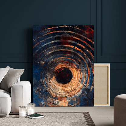 95449028-MGV-CV-24X36-Textured Spiral Wall Art Canvas Print, Framed Abstract Void Art Picture Print, Wooden Vortex Perfect Modern Industrial Decor