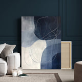 62566633-MGV-CV-24X36-Navy Abstract Wall Art Canvas Print, Framed Minimal Lineart Art Picture Print, Abstract Shapes Perfect Minimalist Abstract Decor