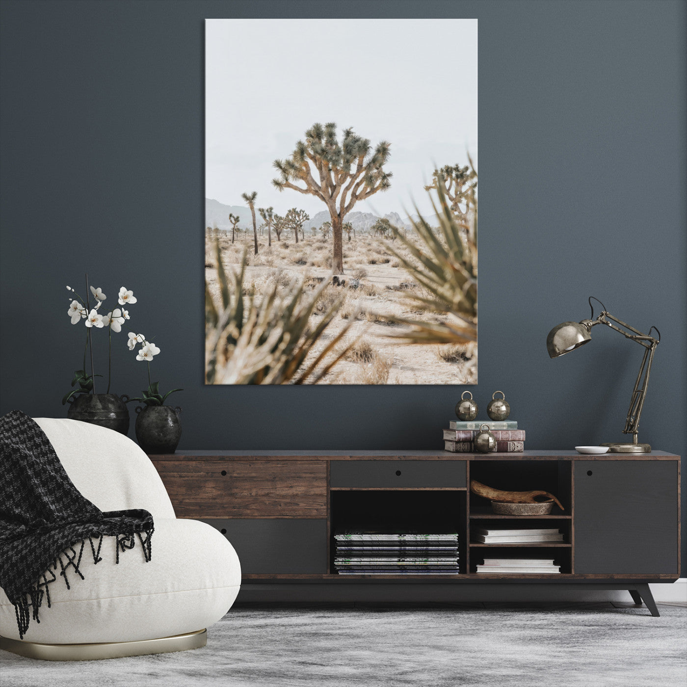 24058625-MGV-CV-24X36-Joshua Tree Wall Art Canvas Print, Framed Earthy Desert Art Picture Print, Neutral Desert Perfect Southwestern Minimalist Decor