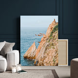 74527880-MGV-CV-24X36-Cliff Divers Wall Art Canvas Print, Framed Ocean Adventure Art Picture Print, Coastal Movement Perfect Adventurous Coastal Decor
