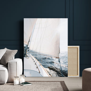 95570785-MGV-CV-24X36-Sailing Boat Wall Art Canvas Print, Framed Bright Nautical Art Picture Print, Sailing Sea Perfect Coastal Minimalist Decor Artwork