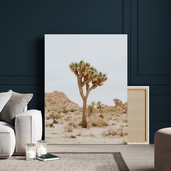 80210318-MGV-CV-24X36-Joshua Tree Wall Art Canvas Print, Framed Desert Minimalism Art Picture Print, Neutral Earth Tones Perfect Southwestern Minimalist
