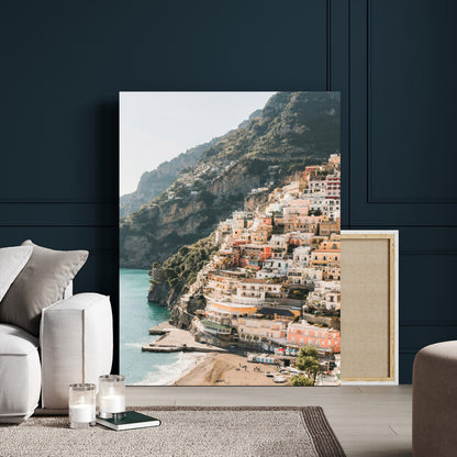 28897019-MGV-CV-24X36-Positano Coastline Wall Art Canvas Print, Framed Amalfi Architecture Art Picture Print, Italian Riviera Perfect Mediterranean
