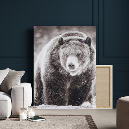 37297892-MGV-CV-24X36-Bison Portrait Wall Art Canvas Print, Framed Rustic Wall Accent Art Picture Print, Lodge Style Perfect Rustic Lodge Decor Artwork