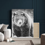 98050634-MGV-CV-24X36-Bison Portrait Wall Art Canvas Print, Framed Rustic Wall Accent Art Picture Print, Lodge Style Perfect Rustic Lodge Decor Artwork