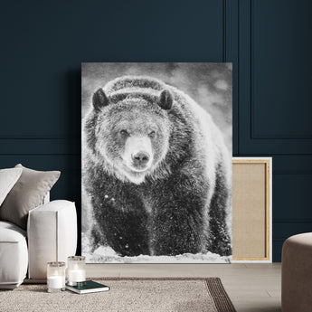 98050634-MGV-CV-24X36-Bison Portrait Wall Art Canvas Print, Framed Rustic Wall Accent Art Picture Print, Lodge Style Perfect Rustic Lodge Decor Artwork