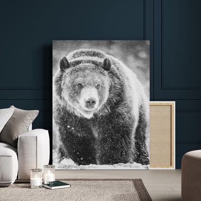 98050634-MGV-CV-24X36-Bison Portrait Wall Art Canvas Print, Framed Rustic Wall Accent Art Picture Print, Lodge Style Perfect Rustic Lodge Decor Artwork