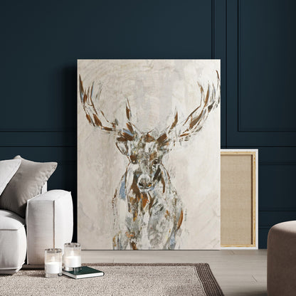 79642067-MGV-CV-24X36-Abstract Deer Wall Art Canvas Print, Framed Lodge Style Decor Art Picture Print, Rustic Animal Wall Perfect Lodge Cabin Style