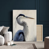 79581184-MGV-CV-24X36-Blue Heron Wall Art Canvas Print, Framed Elegant Wildlife Art Picture Print, Minimalist Bird Theme Perfect Coastal Minimalist