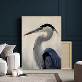 60171823-MGV-CV-24X36-Blue Heron Wall Art Canvas Print, Framed Coastal Bird Theme Art Picture Print, Minimalist Wildlife Perfect Coastal Minimalist