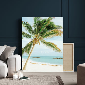 83804429-MGV-CV-24X36-Palm Tree Wall Art Canvas Print, Framed Tropical Beach Art Picture Print, Soft Sand Perfect Tropical Coastal Decor Artwork