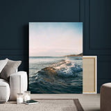 65283502-MGV-CV-24X36-Ocean Waves Wall Art Canvas Print, Framed Coastal Serenity Art Picture Print, Golden Hour Perfect Modern Coastal Decor Artwork