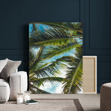 31086560-MGV-CV-24X36-Palm Leaves Wall Art Canvas Print, Framed Tropical Vibes Art Picture Print, Green Foliage Perfect Tropical Boho Decor Artwork