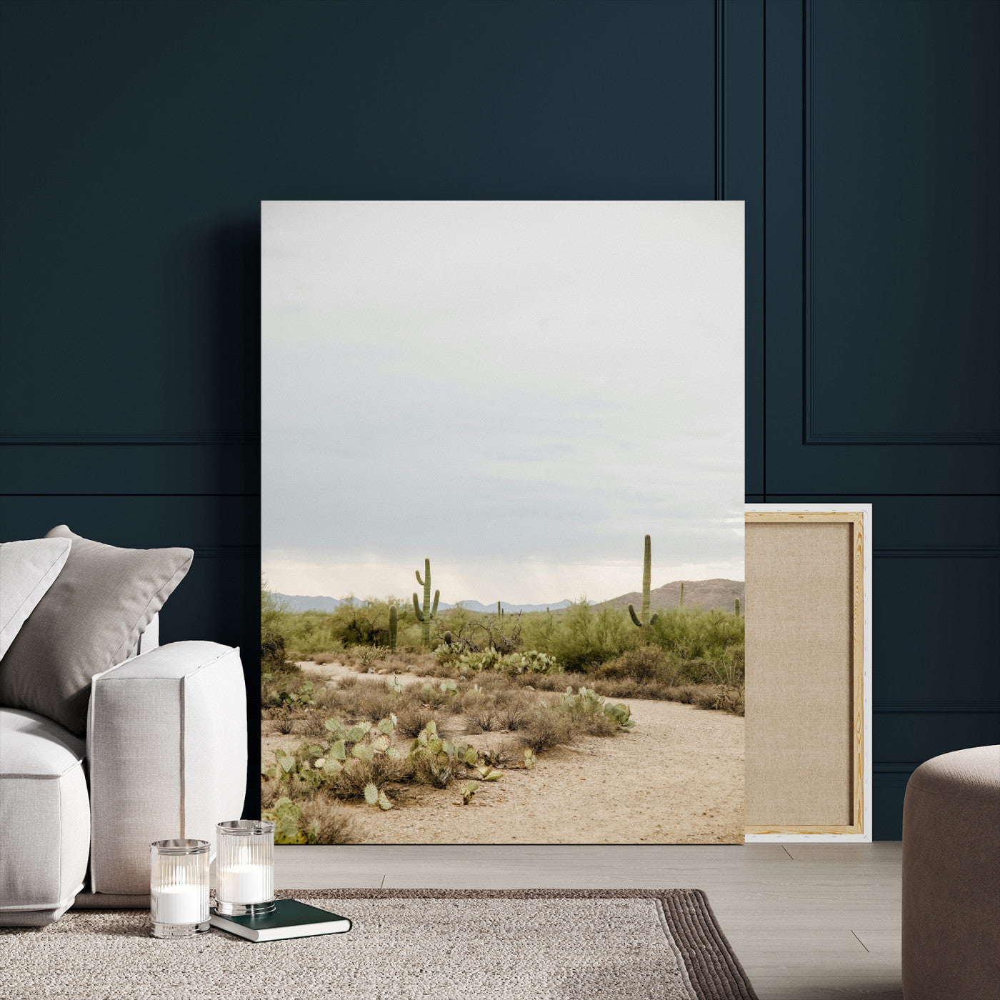 55042528-MGV-CV-24X36-Minimalist Landscape Wall Art Canvas Print, Framed Rustic Boho Canvas Art Picture Print, Earthy Tones Art Perfect Southwestern