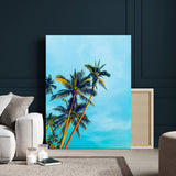 62885569-MGV-CV-24X36-Palm Trees Wall Art Canvas Print, Framed Tropical Vibes Art Picture Print, Blue Sky Perfect Coastal Boho Decor Artwork