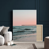 89450227-MGV-CV-24X36-Minimalist Seascape Wall Art Canvas Print, Framed Soft Pastel Sunset Art Picture Print, Tranquil Ocean Perfect Minimalist Coastal