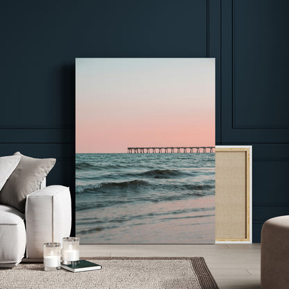 89450227-MGV-CV-24X36-Minimalist Seascape Wall Art Canvas Print, Framed Soft Pastel Sunset Art Picture Print, Tranquil Ocean Perfect Minimalist Coastal