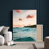 13960366-MGV-CV-24X36-Tropical Seascape Wall Art Canvas Print, Framed Sunset Ocean Art Picture Print, Coastal Aesthetic Perfect Coastal Bohemian Decor