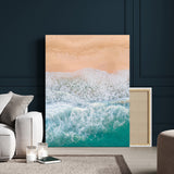 91434062-MGV-CV-24X36-Beach Aerial Wall Art Canvas Print, Framed Soft Waves Art Picture Print, Ocean Tranquility Perfect Coastal Minimalist Decor