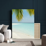 90359351-MGV-CV-24X36-Azure Water Wall Art Canvas Print, Framed Tranquil Island Escape Art Picture Print, Clear Blue Ocean Perfect Coastal Minimalist