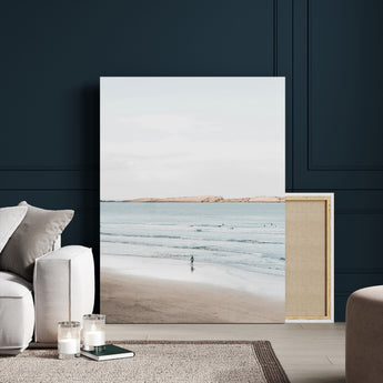 66350373-MGV-CV-24X36-Minimalist Beach Wall Art Canvas Print, Framed Soft Blue Tones Art Picture Print, Tranquil Ocean Perfect Coastal Minimalist Decor