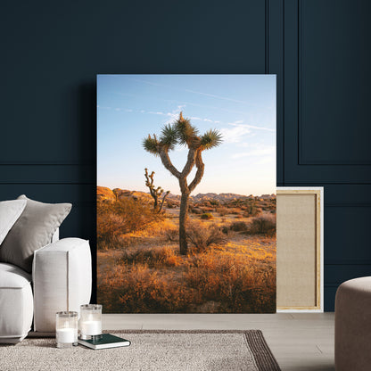 90776393-MGV-CV-24X36-Joshua Tree Wall Art Canvas Print, Framed Golden Hour Desert Art Picture Print, Sunset Glow Perfect Southwestern Boho Decor