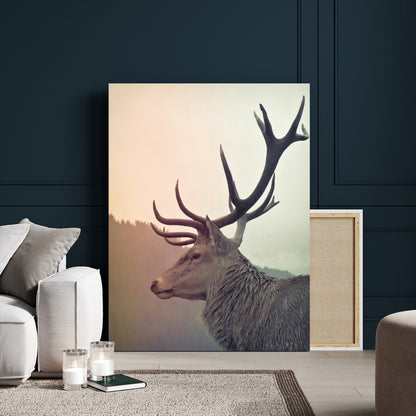 22632976-MGV-CV-24X36-Deer Canvas Print Wall Art Canvas Print, Framed Woodland Animal Decor Art Picture Print, Rustic Lodge Wall Art Perfect Rustic