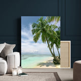 80489589-MGV-CV-24X36-Palm Tree Beach Wall Art – Tropical Paradise Canvas Print with White Sand and Turquoise Ocean, Coastal Photography for Bedroom,