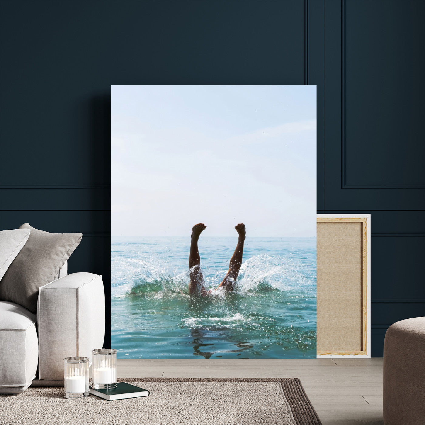 56400447-MGV-CV-24X36-Summer Splash Ocean Photography Canvas Wall Art – Vibrant Coastal Beach Vibes Decor, Fun Vacation Photo, Living Room or Bedroom