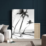 16582004-MGV-CV-24X36-Black and White Tropical Palm Trees Canvas Wall Art – Minimalist Coastal Photography, Large Framed Print for Home, Office, Living