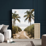 53859552-MGV-CV-24X36-Tropical Beach Wall Art – Palm Tree Pathway Canvas Print, Coastal Paradise Photography Decor for Living Room, Bedroom, Office,