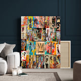 58689-MGV-CV-24X36-Basquiat Style Wall Art Canvas Print, Framed Neo Expressionism Art Picture Print, Street Art Perfect Urban Contemporary Decor