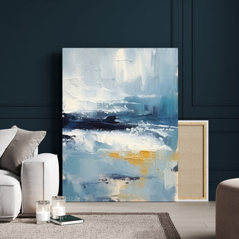 80358-MGV-CV-24X36-Abstract Seascape Wall Art Canvas Print, Framed Coastal Horizon Art Picture Print, Textured Ocean Perfect Minimal Coastal Decor