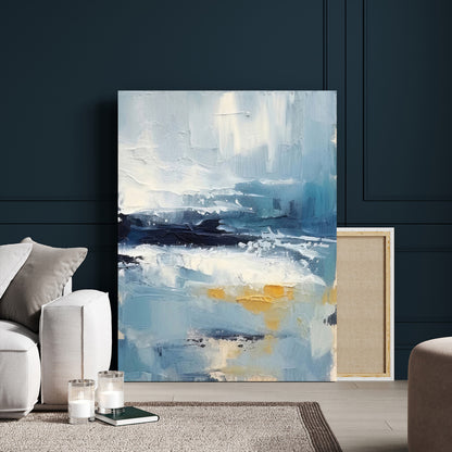 80358-MGV-CV-24X36-Abstract Seascape Wall Art Canvas Print, Framed Coastal Horizon Art Picture Print, Textured Ocean Perfect Minimal Coastal Decor