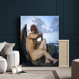 99738-MGV-CV-24X36-Fallen Angel Wall Art Canvas Print, Framed Classical Nude Art Picture Print, Renaissance Style Perfect Classical Moody Decor