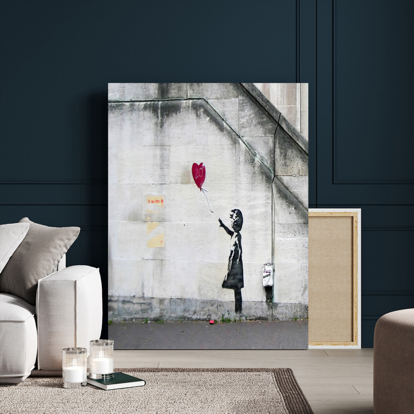 35033-MGV-CV-24X36-Balloon Girl Wall Art Canvas Print, Framed Street Banksy Art Picture Print, Urban Contrast Perfect Minimal Urban Decor Artwork