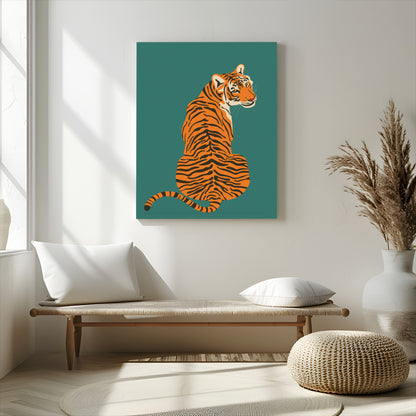 12468-MGV-CV-24X36-Tiger Wall Art – Modern Jungle Cat Canvas Print, Bold Wildlife Animal Decor for Bedroom, Office, Living Room or Nature Inspired
